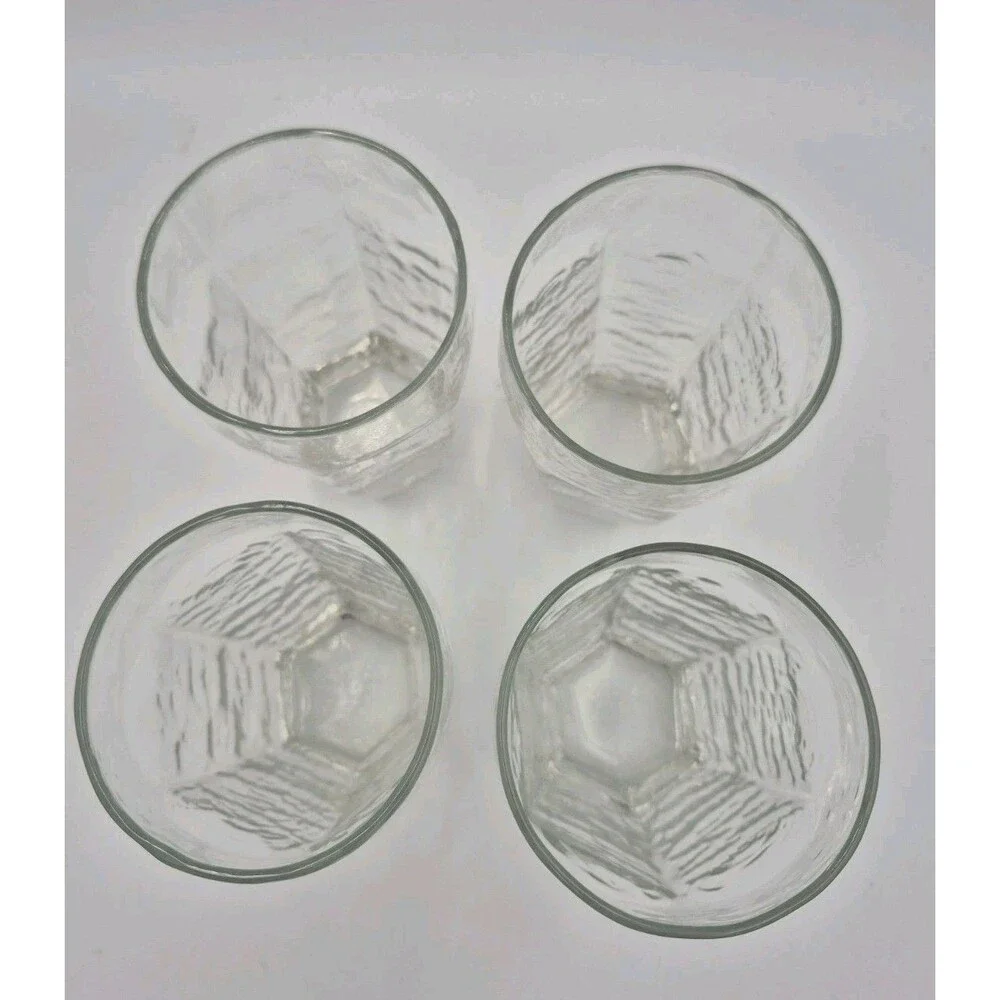 Vintage Libbey Chivalry Clear Textured 16 Oz  Glasses Tumblers Highball 6.125